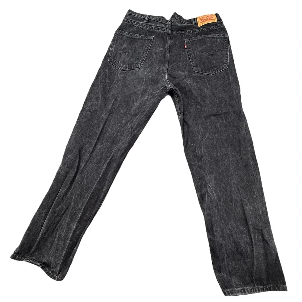 Levis 550 Jeans Mens 38x32 Black Denim Distressed‎ Relaxed Fit Pockets